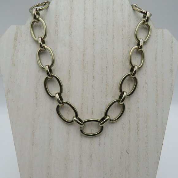 St Thomas Necklace Silver Tone 18" Oval Link Chunky‎ Statement Extension - Picture 2 of 6